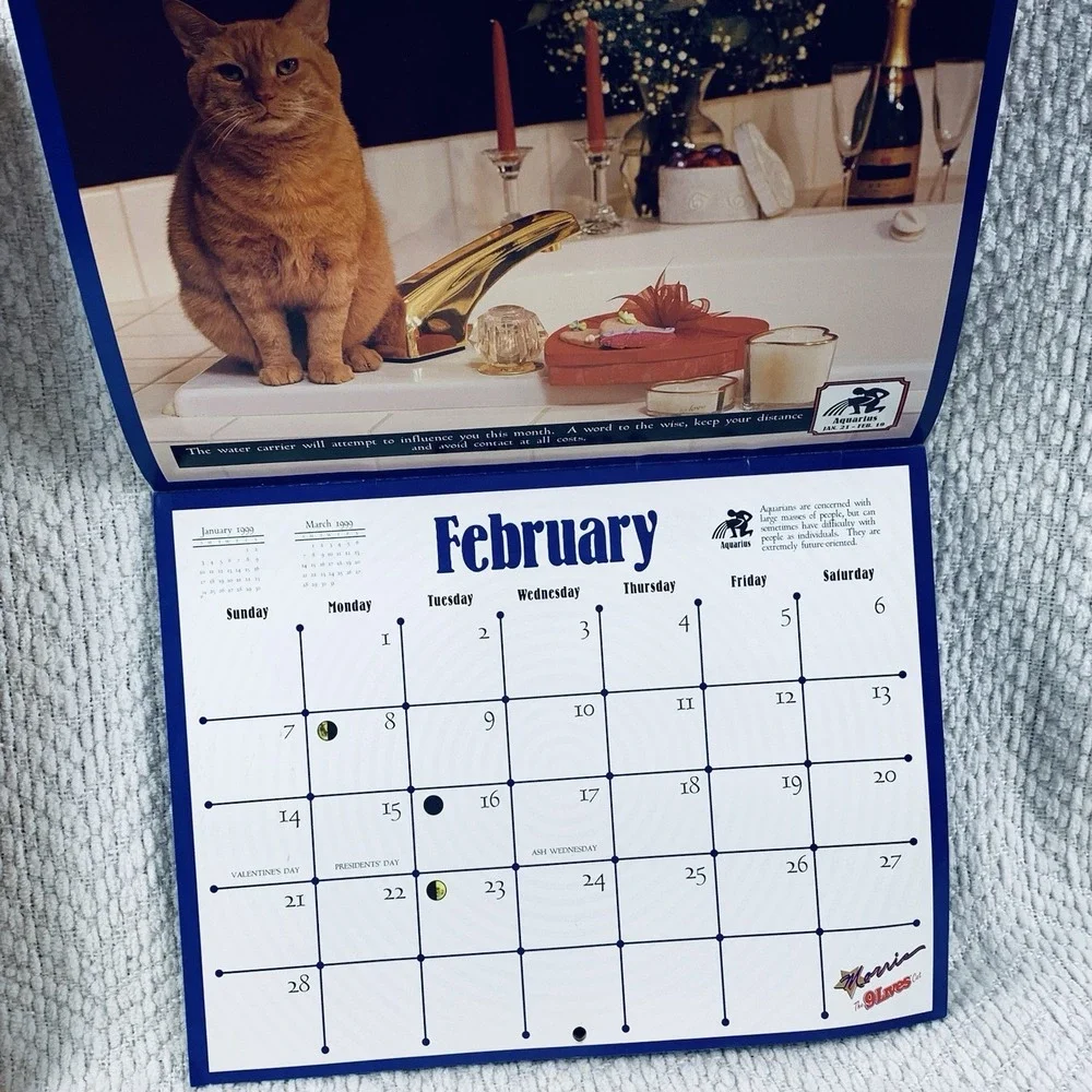 Morris‎ the Cat 9 Lives Wall Calendar Orange Morriscope Vintage 1999 Astrologly